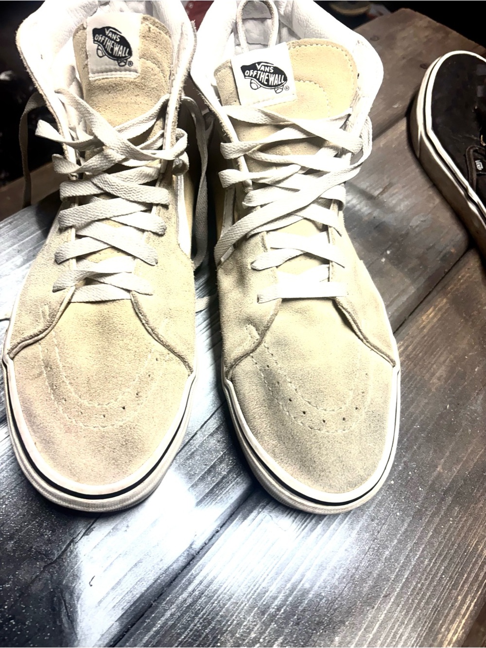 Vans Beige Suede Mid-Top Sneakers